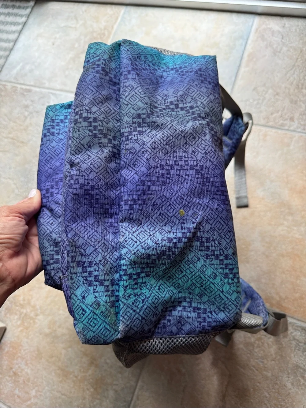 L.L. Bean Purple and Teal Geometric Pattern Backpack